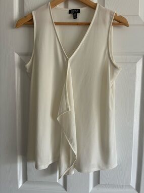 Jones New York Womens Top Size M Ivory Sleeveless V-Neck Draped Blouse